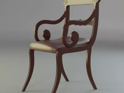 Antique Wooden Chair Low-poly 3D model buy