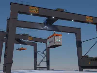 RTG Gantry  Port Crane Low poly Low-poly 3D model