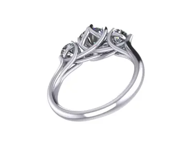 Ring  Solitaire 3 Stones 3D print model