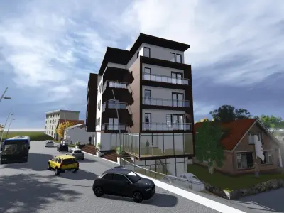 Modern commercial appartment building Free 3D model