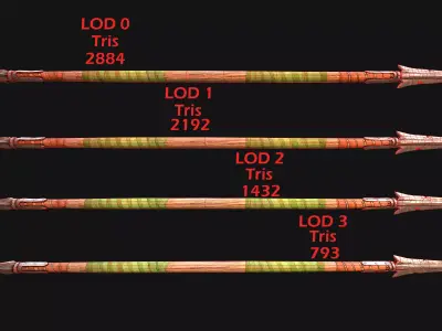 Medieval Wooden Spear Lance Weapon Armory Low-poly 3D model