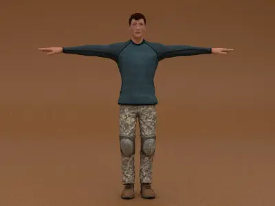 laos Game Male Fighter Low-poly 3D model