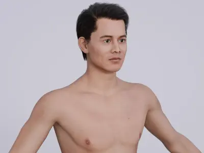 Jet Lee - Celebrity Kung Fu Man - Classic Side Part Hair Low-poly 3D model