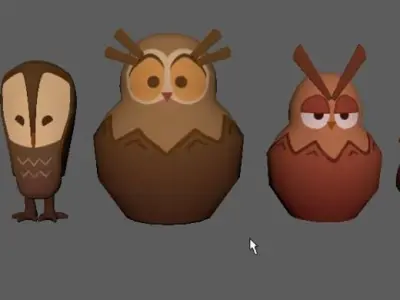 Wooden owls 3D model