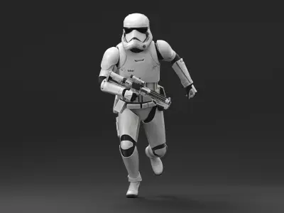 Dirty First Order Stormtrooper with Blaster Running  purchase 3D model