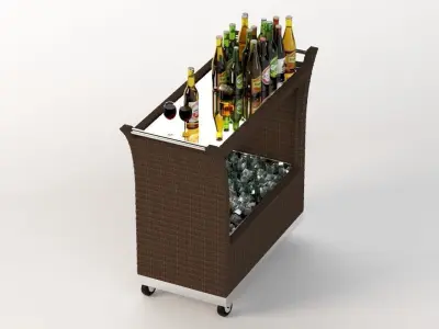 Outdoor Wicker Beverage Carts The Urban Backyard 3D model