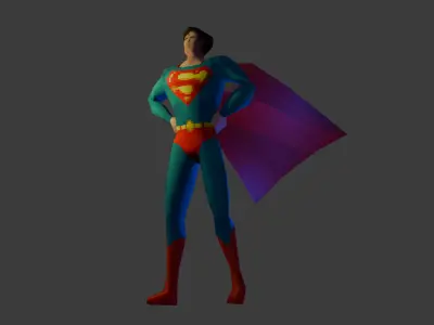 PSX Superman 70s Low-poly 3D model