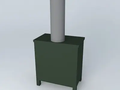Wood fire burner 3D model
