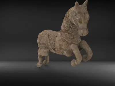 Sculpture of horse  Low-poly 3D model