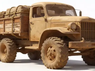 Frontier Desert Transport Truck 3d Low-poly 3D model