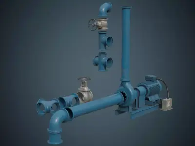 Water Pump 3B Low-poly 3D model