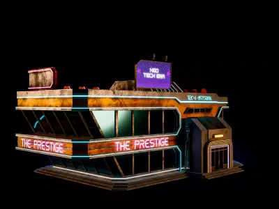 SCIFI CYBERPUNK FUTURISTIC NEON BUILDING 01 Low-poly 3D model