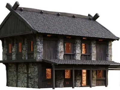 Old Medieval Building House 4K Textures GameReady 43 Low-poly 3D model