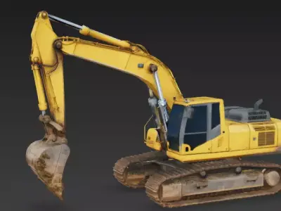 Heavy-Duty Yellow Crawler Excavator 3D Model Low-poly 3D model