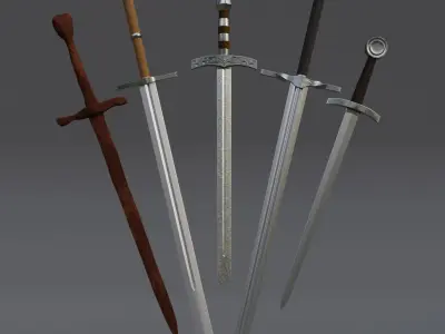 Medieval Sword Pack Low-poly 3D model