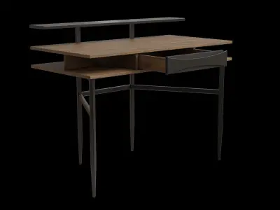 Contemporary Industrial Rectangular Writing Desk 3D model