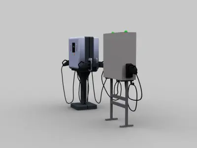 Electric Vehicle Chargers pack 2 Low-poly 3D model