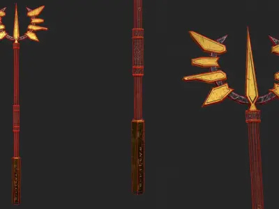 Fantasy Stylish- Staff of Crown Low-poly 3D model