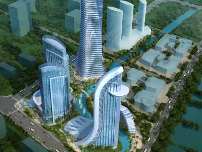 3Dmax fashion city commercial square building 250 3D model