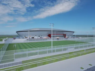 Professional Football Stadium Arena with Training Pitches 3D model
