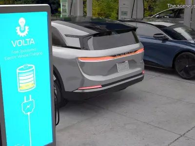 Lucid Gravity Electric SUV with Charging Station 3D model