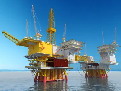 Offshore drilling platform-oil drilling 3D model