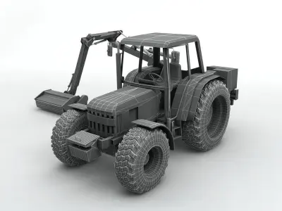 John Deer 6310 Tractor With Mower Arm  Low-poly 3D model