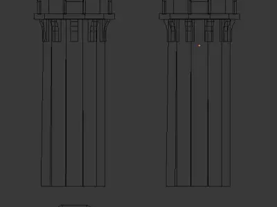 Medieval Tower Wall Low-poly 3D model
