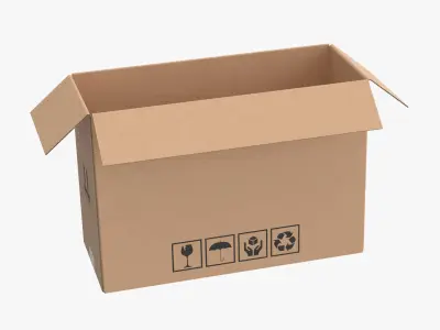 Cardboard Box 50x20x35 Open 3D model