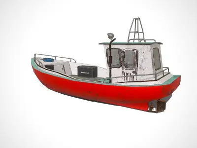 Old Boat Low-poly PBR Low-poly 3D model
