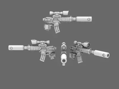 Space Knights AR Style Huntsman Rifle RIGHT 3D print model