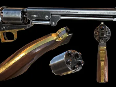 Colt Revolver Navy Low-poly 3D model