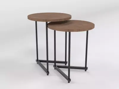 Modern Round Nesting Side Table Low-poly 3D model