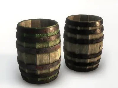 Barrel two wooden barrels Free low-poly 3D model
