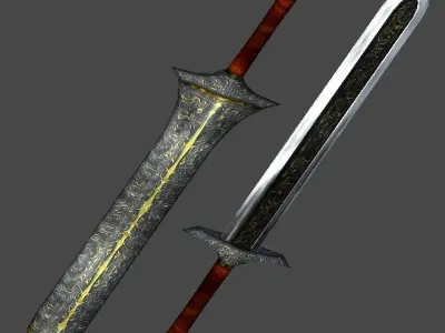 Long sword1 Low-poly 3D model