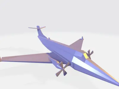 Bombardier jet with propeller   Low-poly 3D model