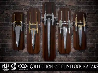 Collection of Flintlock Katars 3D Model Pack