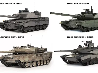 Collection of modern models of main battle tanks 3D Model Pack