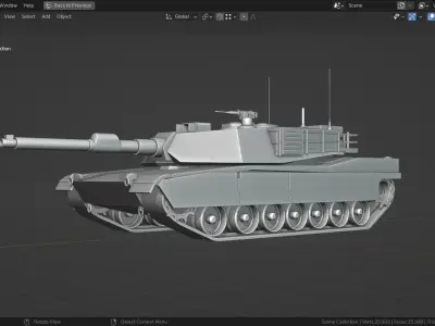Abrams m1a2 TANK BASE MESH Low-poly 3D model