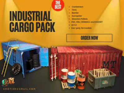 Industrial Cargo Pack Low-poly 3D model