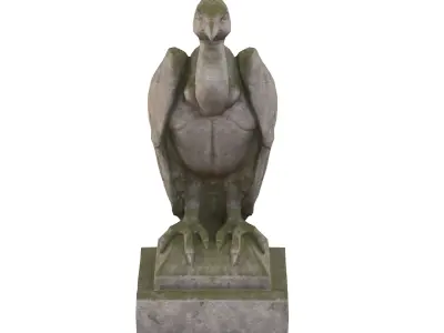 Vulture stone statues Low-poly 3D model