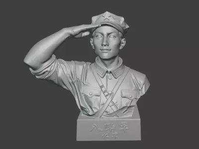Military sculpture warrior  military battle war hero  soldier 3D print model 21