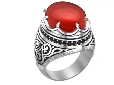 035 - Black Oxodised Gents Antique Ring 3D print model
