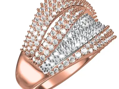 Antique Diamond Crossover Women Ring 3D print model
