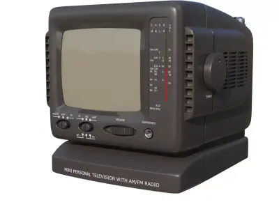 Antique TV Old Mini Personal Television With AM FM Radio Low-poly 3D model
