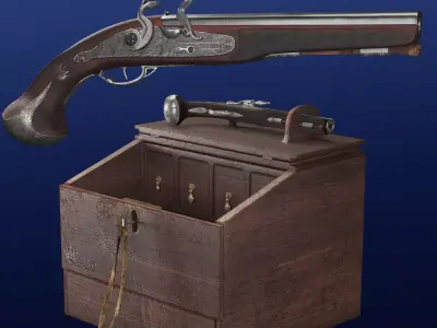 old gun with desk 3D model