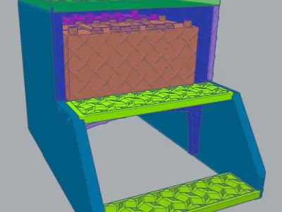 Semi truck battery box with steps 3D print model