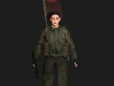 AAA 3D REALISTIC ASIAN MALE CHARACTER - JAPANESE ARMY Low-poly 3D model