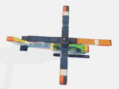  Low-Poly Simple Helicopter with vibrant solid colors Low-poly 3D model