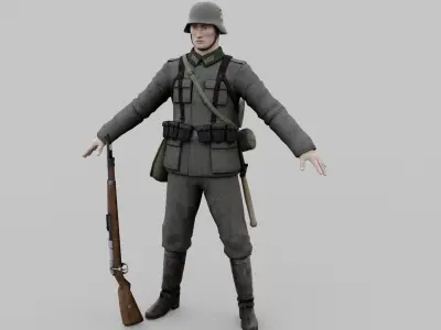 German soldiers Low-poly 3D model